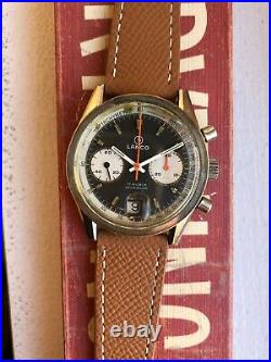 Vintage Lanco Chronograph Valjoux 7734 Rare Panda Dial Handwind Watch