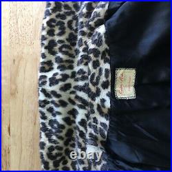 Vintage Leopard Coat, Small, with pockets, FAUX fur, 1960s Authentic, Rare Jacket