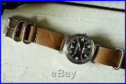 Vintage Luftwaffe Pobeda Rare Military wristwatch leather Gift black Friday
