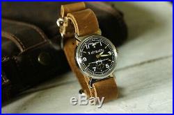 Vintage Luftwaffe Pobeda Rare Military wristwatch leather Gift black Friday