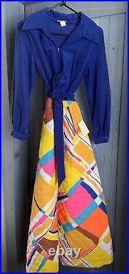 Vintage MCM PENNEYS HOSTESS GOWN Antique NWT Geometric Abstract Quilt Dress Rare