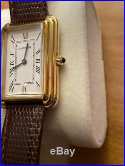 Vintage Mens Cartier Tank Watch Manual Wind With Rare Stepped Case