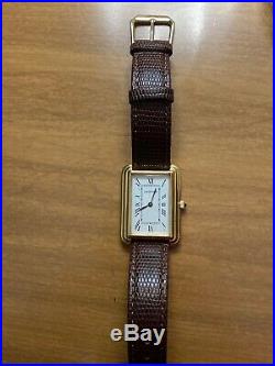 Vintage Mens Cartier Tank Watch Manual Wind With Rare Stepped Case