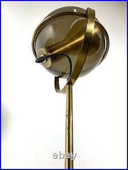 Vintage Mid Century Modern Rare Floor Lamp Brass Smoked Glass Raak Ligtelijn 60s