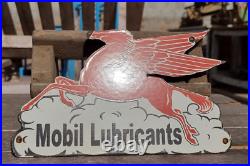 Vintage Old Antique Rare Horse Gargoyle Mobil Oil Ad Porcelain Enamel Sign Board