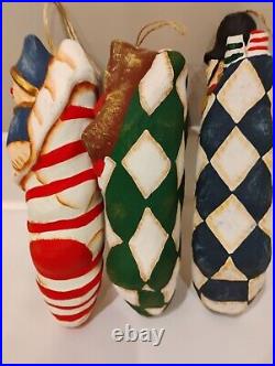 Vintage Paper Mache Chriatmas Ornaments Decor Lot Of 3 Farmhouse Holiday Rare