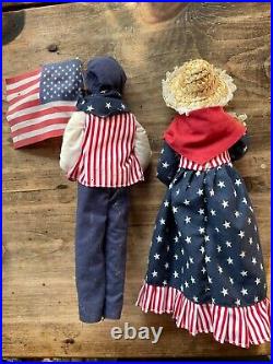 Vintage Patriot Americana Dolls, Rare, From Antique Cottage