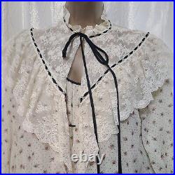Vintage Peignoir S M LUCIE ANN Floral COTTON RARE Nightgown Set