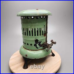 Vintage Porcelain Blue Flame Kerosene Heater Rare Green Antique Collectible