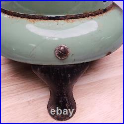 Vintage Porcelain Blue Flame Kerosene Heater Rare Green Antique Collectible