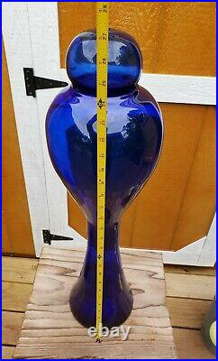 Vintage RARE Antique Cobalt Blue Art BLOWN Glass Vase Art Artist Unknown 27