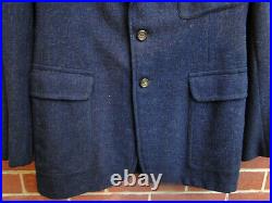 Vintage RARE Black wool Belted Back Mens Suit sportswear jacket Sz. 38