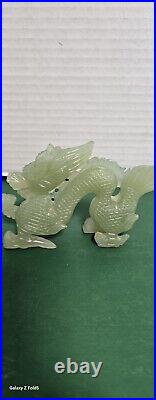 Vintage Rare 100% Pure Green Jade/Jadeite Hand Sculptured Dragon In Exquisite