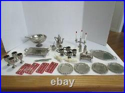 Vintage Rare 1978 Imperial Silver Cast Metal Dollhouse Tea Set Lot