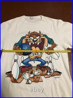 Vintage Rare 1995 Looney Tunes Taz Pro Bowler All Over Print T-Shirt Size XL
