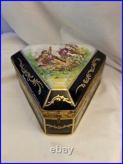 Vintage Rare Antique Baroque Ceramic Gold Dresser Trinket storage box