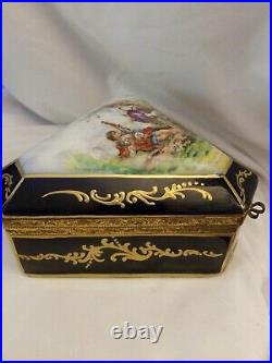 Vintage Rare Antique Baroque Ceramic Gold Dresser Trinket storage box