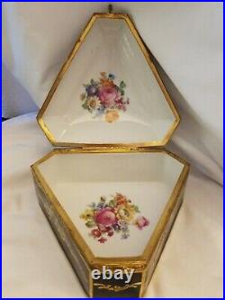 Vintage Rare Antique Baroque Ceramic Gold Dresser Trinket storage box