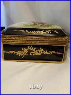 Vintage Rare Antique Baroque Ceramic Gold Dresser Trinket storage box