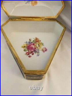 Vintage Rare Antique Baroque Ceramic Gold Dresser Trinket storage box