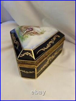 Vintage Rare Antique Baroque Ceramic Gold Dresser Trinket storage box