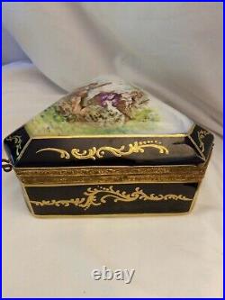 Vintage Rare Antique Baroque Ceramic Gold Dresser Trinket storage box