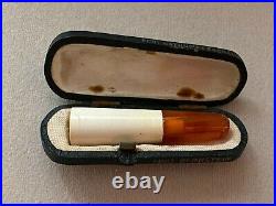 Vintage Rare Antique Genuine Amber Cigarette holder White with Box