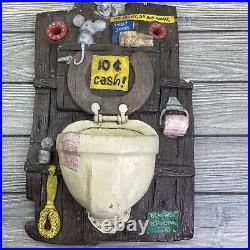 Vintage Rare Antique Juta Sangthaweep 1974 Handmade Joke Toilet Sculpture Chalk