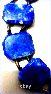 Vintage Rare Antique Lapis Lazuli Opaque Blue Stone Cut Polished 15 No Neckless