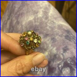 Vintage Rare Antique Princess Thai multicolor 14 carat gold ring c. 1940s