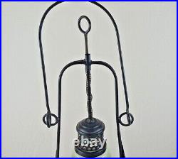 Vintage Rare Antique Style Iron, Glass and Wood Electric Lantern Look Night Lamp