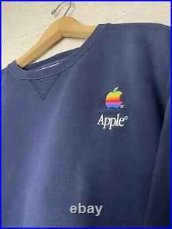 Vintage Rare Apple Employee Crewneck Sweatshirt Rainbow Logo Embroidered XXL