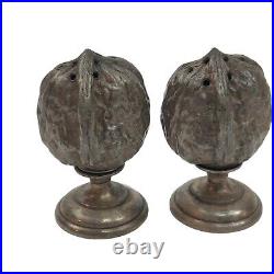 Vintage Rare Brass Walnut Shaped Salt and Pepper Shaker Set of 2 Antique