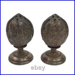 Vintage Rare Brass Walnut Shaped Salt and Pepper Shaker Set of 2 Antique