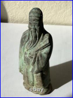 Vintage, Rare Cast Bronze Feng ShuiHoly Man5.5 FigurineHeavy