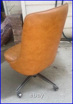 Vintage Rare Chromcraft Furniture Steel + Vinyl Rolling Dining Chair Classic