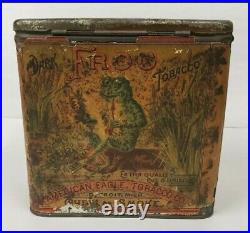 Vintage Rare Dark Frog Tobacco American Eagle Tobacco Co Detroit MI Tin Antique