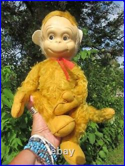 Vintage Rare Face Mohair Monkey Sun Yellow Chimp Toy Antique Bear German Doll 17