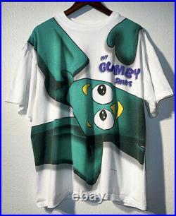 Vintage Rare Gumby 1990s Movie Promo Aop All Over Print XL shirt