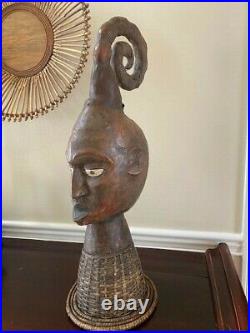 Vintage Rare Large Ekoi Ejagham Janus Head Crest Mask African Art 30 Tall