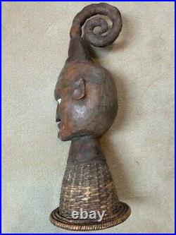 Vintage Rare Large Ekoi Ejagham Janus Head Crest Mask African Art 30 Tall