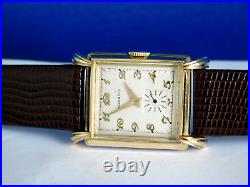 Vintage Rare Movado 17j Fancy Lugs 14k Gf Mens Wrist Watch Serviced C1948