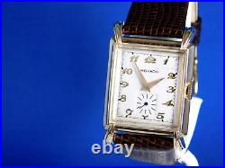 Vintage Rare Movado 17j Fancy Lugs 14k Gf Mens Wrist Watch Serviced C1948