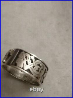 Vintage Rare Old Masonic Silver Ring US 10