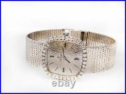 Vintage Rare-Omega 18K Men's Diamond Watch 6 3/4 Size Manual Wind 28mm