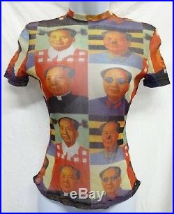 Vintage Rare Vivienne Tam MAO Print Womens Collector's TShirt Sheer Top Size 2