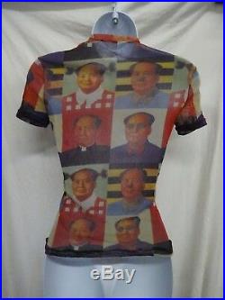 Vintage Rare Vivienne Tam MAO Print Womens Collector's TShirt Sheer Top Size 2