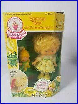 Vintage Strawberry Shortcake Banana Twirl Berrykin Doll & Critter. RARE! MINT