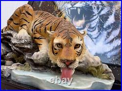 Vintage Tiger Drinking From Pond Rare Quality Antique Statue Heavy