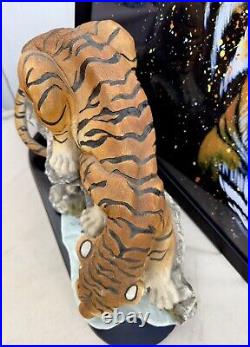 Vintage Tiger Drinking From Pond Rare Quality Antique Statue Heavy